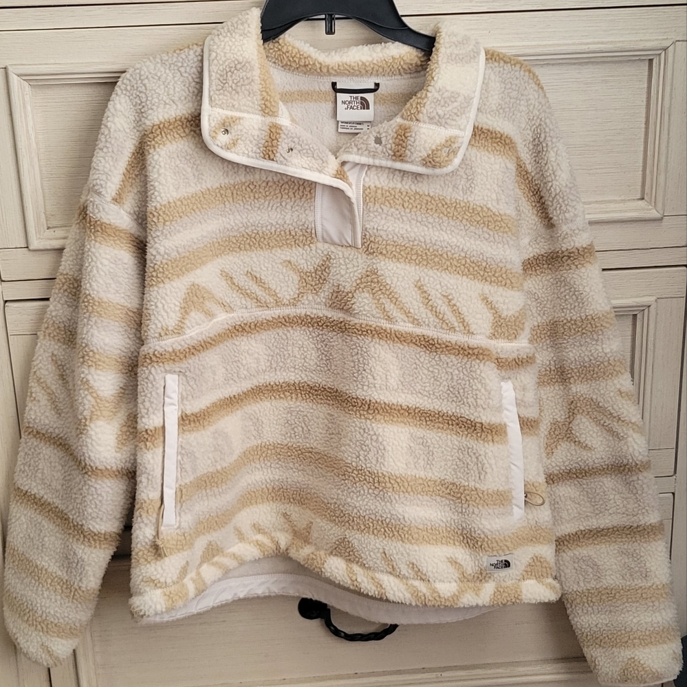 The North Face Cragmont Quarter Snap Printed Pullover Fleece in White Medium